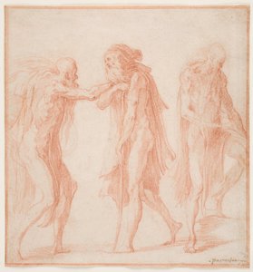 三人の老人、1535年頃（紙に赤いチョーク） 作： Parmigianino